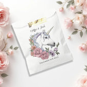 Sachets En Papier Blanc Unicorne rose Fleurs Bleu