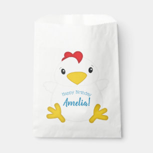 Sachets En Papier Bleu de fête d'anniversaire de poulet