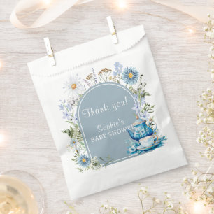 Sachets En Papier Bleu Dusty Pour Le Baby shower De Jardin Tea Boho