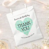 Sachets En Papier Bleu et Jaune Coeur Plaid Anniversaire des enfants (Coupé)