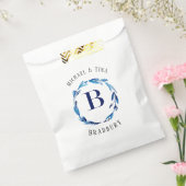 Sachets En Papier Bleu Floral Wreath 'B' Monogramme Favoriser Sac (Scellé)