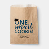 Sachets En Papier Bleu One Smart Cookie Graduation (Devant)