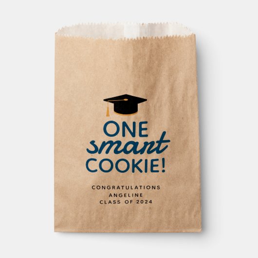 Sachets En Papier Bleu One Smart Cookie Graduation (Devant)