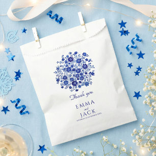 Sachets En Papier Bleu Poussiéreux Floral Mariage remerciement