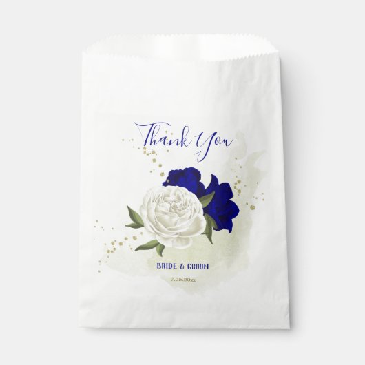 Sachets En Papier bleu royal blanc mariage (Devant)