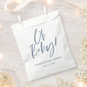 Sachets En Papier Bleu simple calligraphie Sexe Baby shower neutre