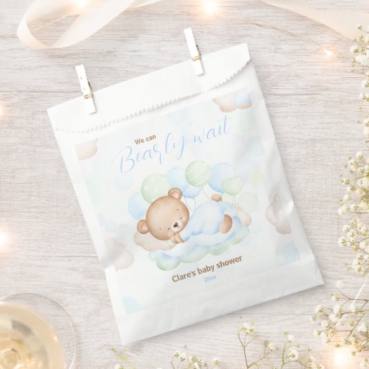 Sachets En Papier Bleu Vert Nous Pouvons Attendre Bear Baby shower G (Coupé)