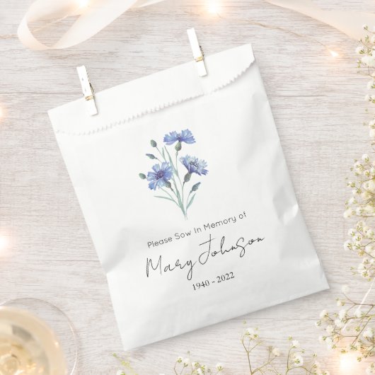 Sachets En Papier Bleuet | Simple pochette de graines Obsèques (Coupé)