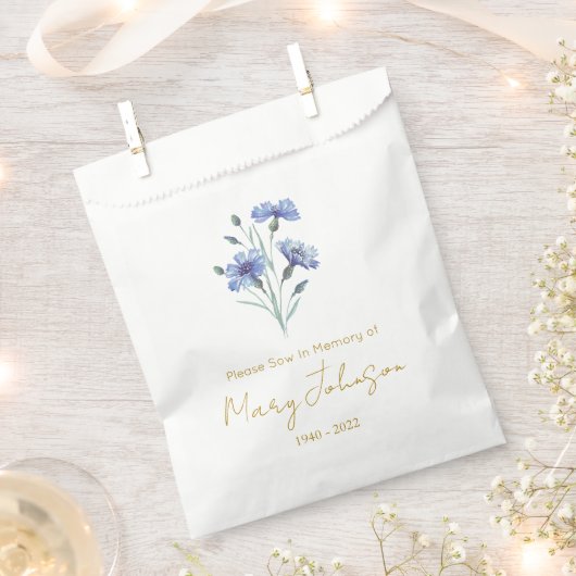 Sachets En Papier Bleuet | Simple pochette de graines Obsèques (Coupé)
