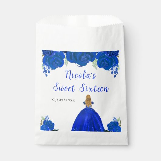 Sachets En Papier Blonde Hair Princess Blue Floral Sweet sixteen (Devant)