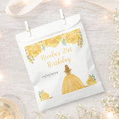 Sachets En Papier Blonde Hair Princess Gold Floral Birthday Party (Coupé)