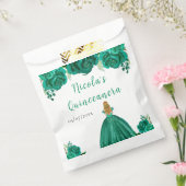 Sachets En Papier Blonde Hair Princess Green Floral Quinceanera (Scellé)