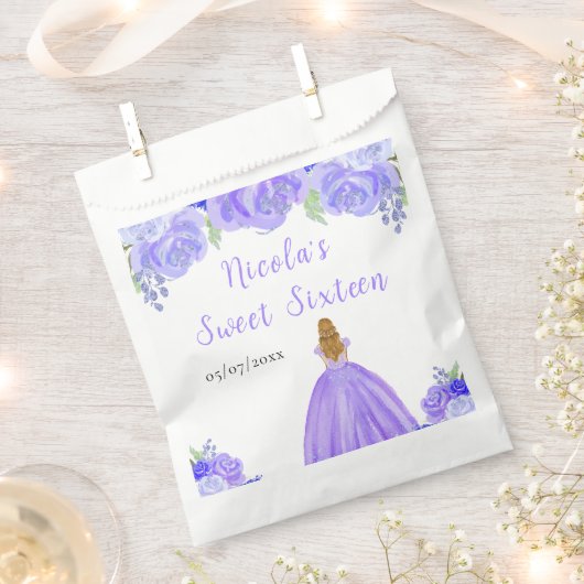 Sachets En Papier Blonde Hair Princess Purple Floral Sweet Sixteen  (Coupé)