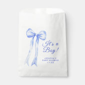 Sachets En Papier Blue a Bow C'est un Baby shower garçon (Devant)