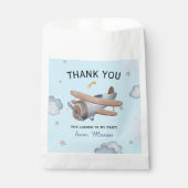 Sachets En Papier Blue Airplane Time Flies 1st Birthday (Devant)