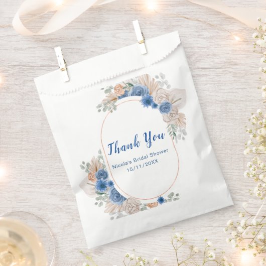 Sachets En Papier Blue Boho Pampas Grass Bridal Shower (Coupé)