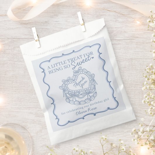 Sachets En Papier Blue Bow Retro Coquette gâteau Coquette Anniversai (Coupé)