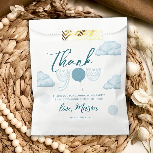 Sachets En Papier Blue Cloud Boho Mr Onederful Thank You Party