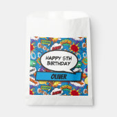 Sachets En Papier Blue Comic Book Superhero fête d'anniversaire (Devant)