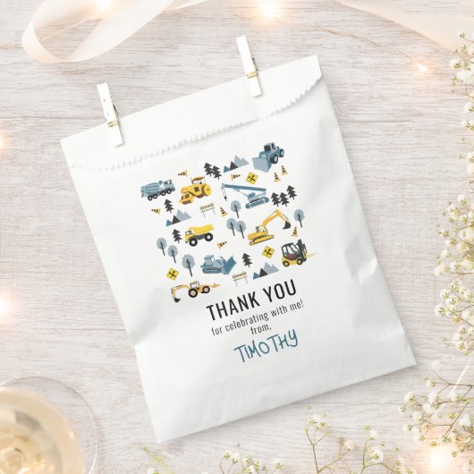Sachets En Papier Blue Construction Camions et site fête d'anniversa (Coupé)