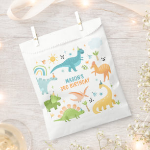 Sachets En Papier Blue Dinosaur fête d'anniversaire