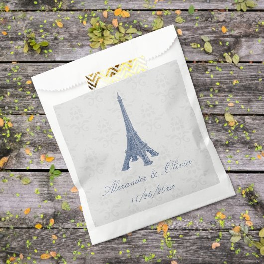 Sachets En Papier Blue Eiffel Tower Mariage damassé Favoriser les sa