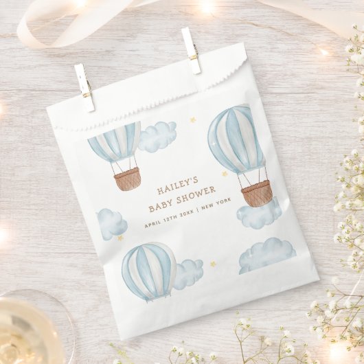 Sachets En Papier Blue Elegant Hot Air Balloon Cloud Baby shower gar (Coupé)