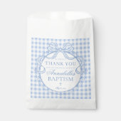 Sachets En Papier Blue Gingham Coquette Bow Baptism Dessert (Devant)