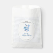 Sachets En Papier Blue Gingham Teddy Bear Neutral Baby Shower (Devant)