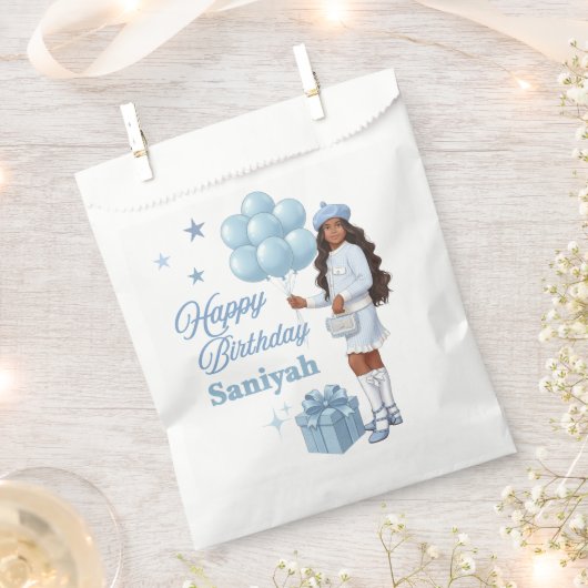 Sachets En Papier Blue Glam Black Ado Fête d'anniversaire fille (Coupé)