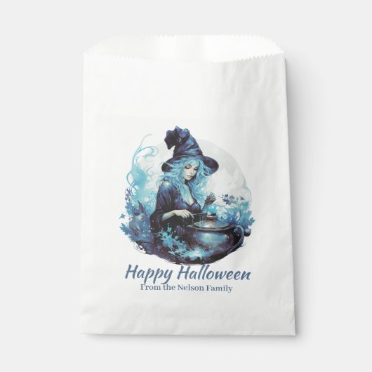 Sachets En Papier Blue Haired Witch et Cauldron Happy Halloween (Devant)