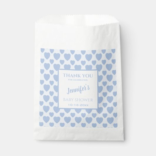 Sachets En Papier Blue Hearts Baby Shower  (Devant)