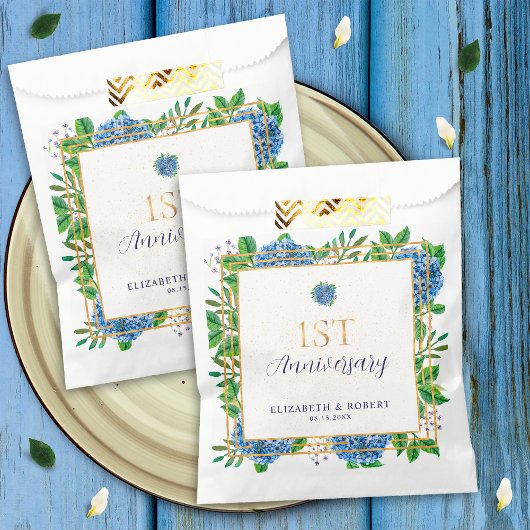Sachets En Papier Blue Hydrangea 1ère année Papier Anniversaire