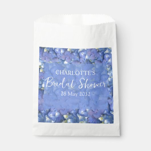 Sachets En Papier Blue Hydrangea Blooms Fête des mariées personnalis (Devant)