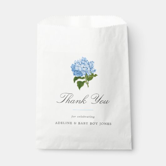 Sachets En Papier Blue Hydrangea Elegant Baby Boy Douche (Devant)