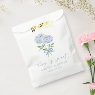Sachets En Papier Blue Hydrangea Love is Sweet Customisé Mariage