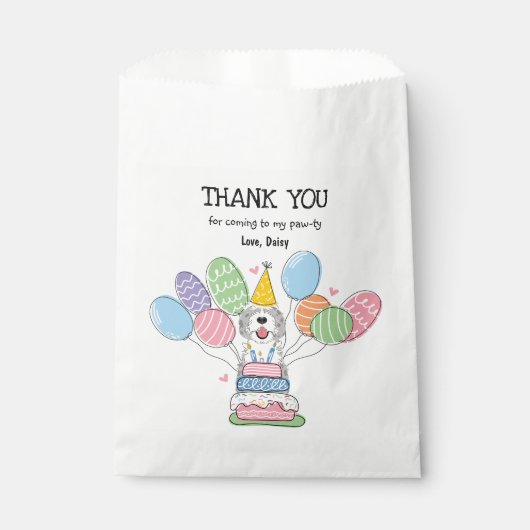 Sachets En Papier Blue Merle Sheepadoodle fête d'anniversaire (Devant)