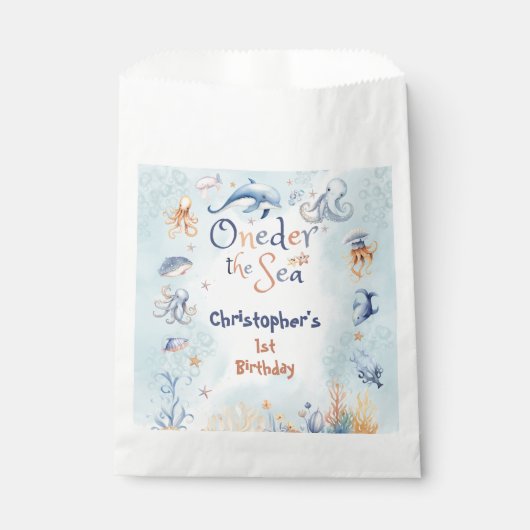 Sachets En Papier Blue Oneder the sea boys 1st birthday (Devant)
