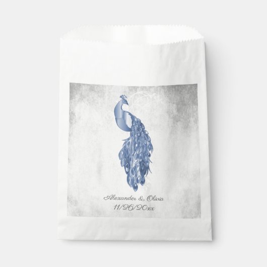 Sachets En Papier Blue Peacock mariage Favor sac (Devant)