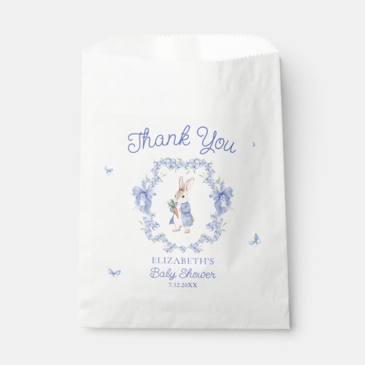 Sachets En Papier Blue Peter Rabbit Boy Baby shower Merci (Devant)