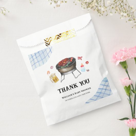 Sachets En Papier Blue Plaid Retro Country Baby Q Baby shower (Scellé)