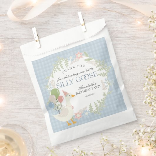 Sachets En Papier Blue Silly Goose Floral En vichy Anniversaire Fave (Coupé)