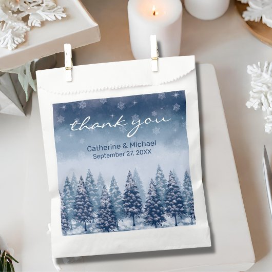 Sachets En Papier Blue Winter Wonderland Pine Noël Mariage