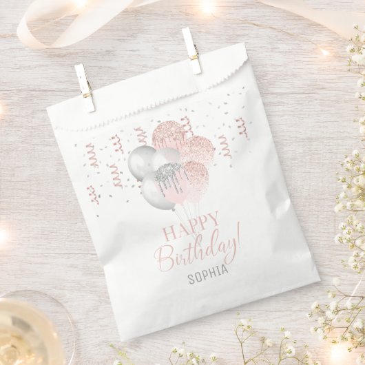 Sachets En Papier Blush and Silver Balloons Birthday (Coupé)