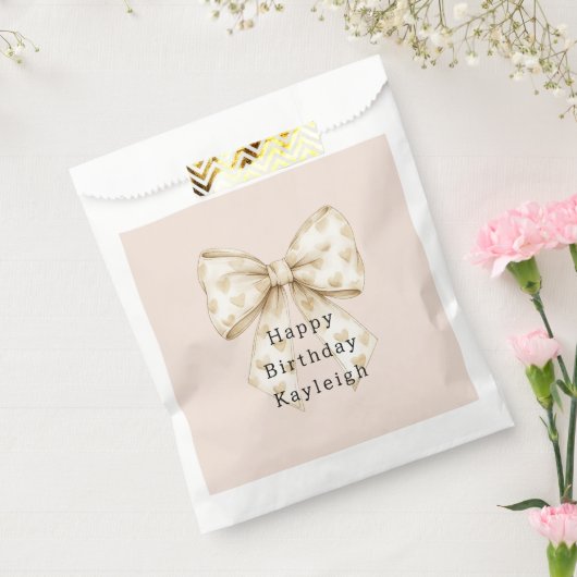 Sachets En Papier Blush Cream Hearts Bows Birthday (Scellé)