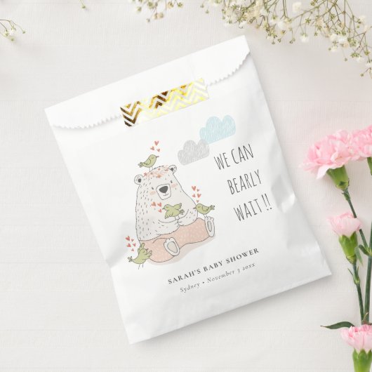 Sachets En Papier Blush Nous Pouvons Attendre L'Ours Baby shower (Scellé)