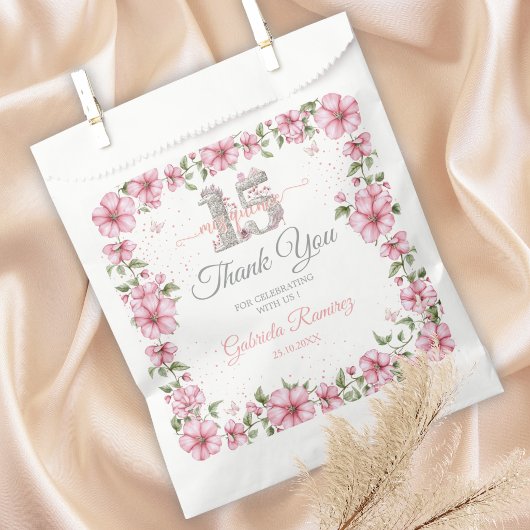 Sachets En Papier Blush Pink Silver Mis Quince Quinceañera