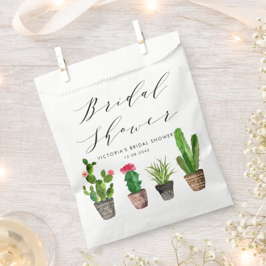 Sachets En Papier Boho Aquarelle Fête des mariées de cactus pointill (Coupé)