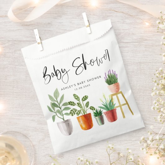 Sachets En Papier Boho Aquarelle Poted Houplant Baby shower (Coupé)