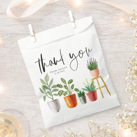 Sachets En Papier Boho Aquarelle Poted Houplant Merci (Coupé)